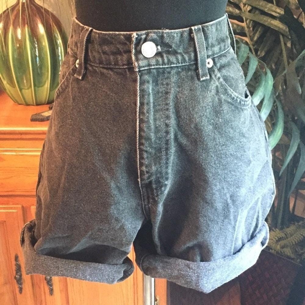 Levi's Orange Tab Denim Shorts Faded Black High Rise 90s Vintage - Picture 5 of 12